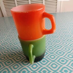 Vintage Orange and Green Mugs